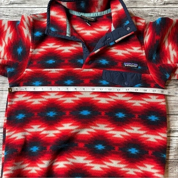 Patagonia Synchilla Quarter Snap-T Wild Desert Red Aztec Fleece XS Extra Small - Picture 9 of 11